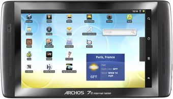 ARCHOS 70 INTERNET TABLET FRONT HOME SCREEN