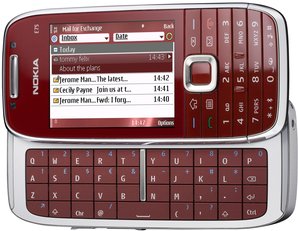 NOKIA E75 FRONT ANGLED OPEN RED