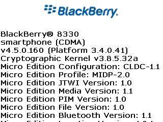 BlackBerry Curve 8330 BlackBerry OS Update 4.5.0.160