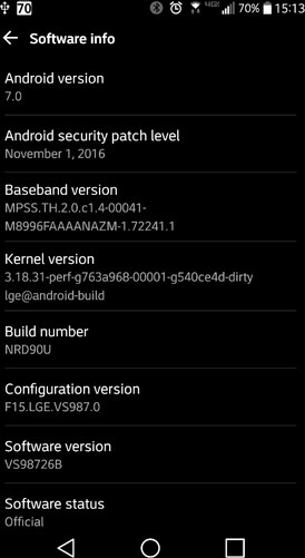 LG G5 VS987 Android 7.0 Nougat OTA System Update 26B image image