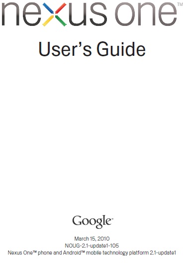 Nexus One User Guide NOUG-2.1-update1-105 datasheet
