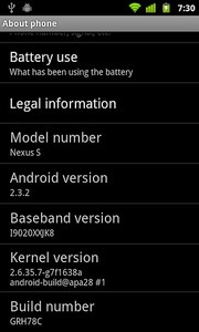 Google Nexus S Android 2.3.2 OS Update GRH78C datasheet