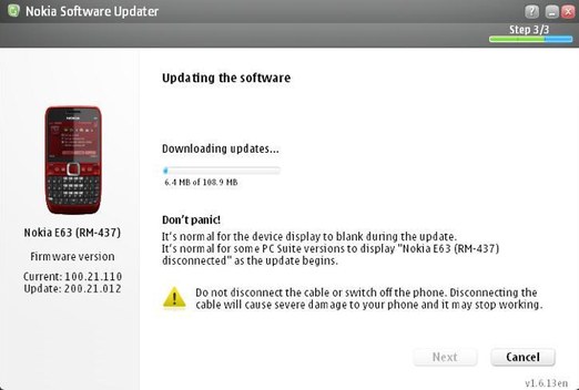 Nokia E63 Firmware Update v200.21.012 datasheet