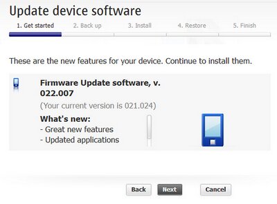 Nokia E72 Firmware Update v22.007 datasheet