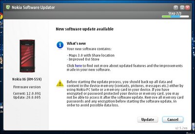 Nokia X6 Firmware Update v20.0.005 datasheet