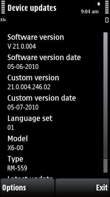 Nokia X6 Firmware Update v21.0.004