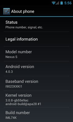 Samsung GT-i9023 Nexus S Android 4.0.3 OS Update XXKI1 image image