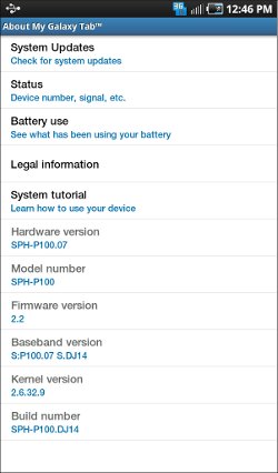 Samsung SPH-P100 Galaxy Tab OTA Firmware Upgrade DJ30 datasheet