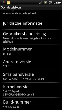 Sony Ericsson XPERIA Neo Android 2.3.4 OTA System Update 4.0.1.A.0.283 datasheet